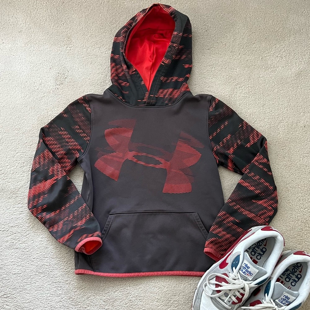 Under Armour Boys Brown and Orange Hoodie